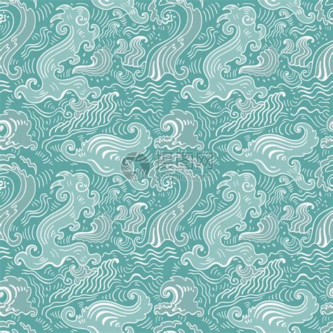 海浪图案无缝波浪背景纺织品壁纸设计图案填充网页背插画图片下载-正版图片402278093-摄图网