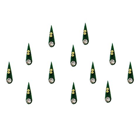 Comet Busters Beautiful Handcrafted Small Green Tilak Bindis With Ston