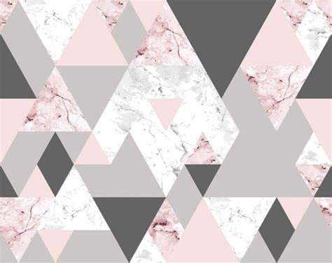 A Pink and Grey Triangles and Marble Wallpaper - Magicdecor®