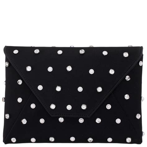 Womens Cole Black Pearl/Crystal Adorned Square Envelope Clutch | Nina Shoes