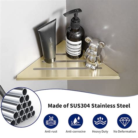 BWE 12-in L x 12-in D x 0.6-in H Brushed Gold Stainless Steel Corner ...