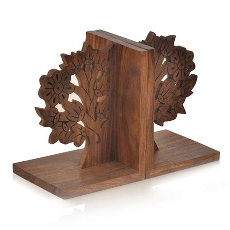Buy ExclusiveLane Wooden Hand Carved & Engraved Tree Of Life Book End ...