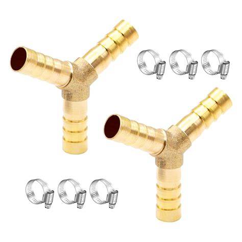 Buy Tnuocke 2pcs Metaland Brass 5/16 Hose Barb 3 Way Union Fitting Y ...