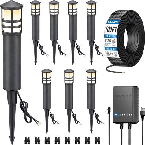 SUNVIE All-in-One LED Landscape Lighting Kit, 8-Pack Low Voltage ...