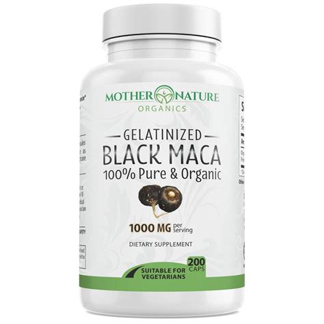 Buy Organic Black Maca Capsules - 1000mg - Mother Nature Organics - Non ...