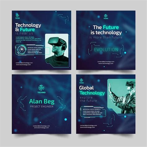 Technology and future instagram posts | Free Vector