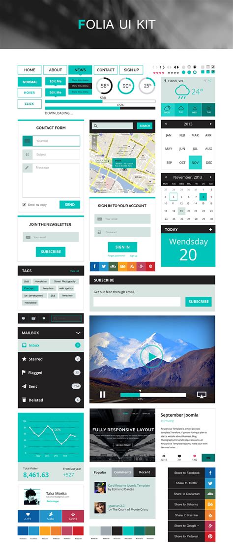 Folia UI Kit - PSD Resource on Behance