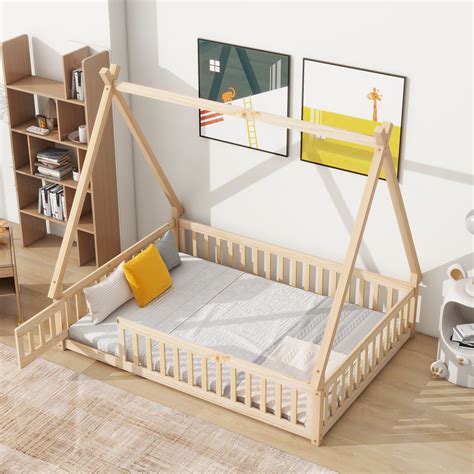 Harper Orchard Arik Kids Tent-shaped Floor Bed Standard Platform Bed ...