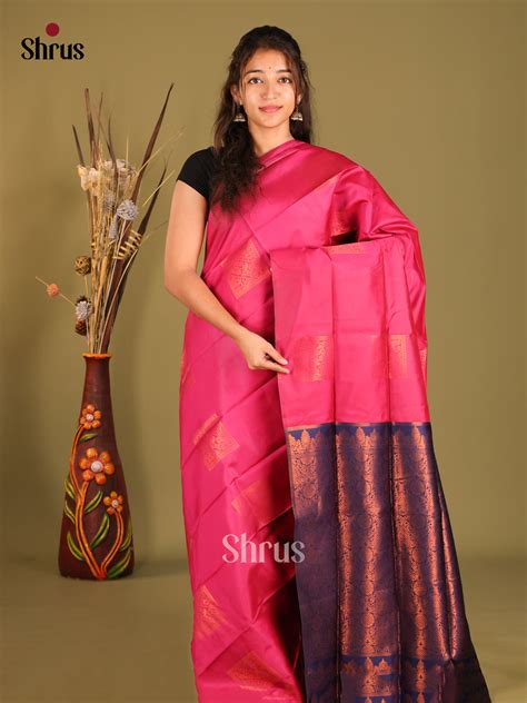 Pink & Blue - Semi Softsilk Saree
