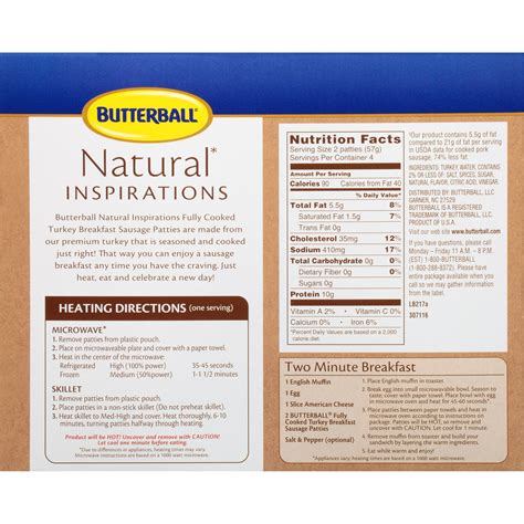 butterball turkey burgers nutrition facts