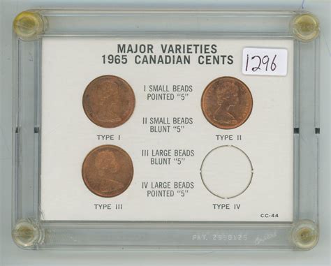 1965 Canadian varieties 1 cent coins - Schmalz Auctions
