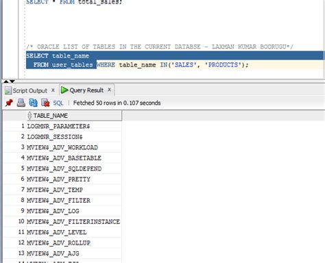 How to Show All Tables in SQL 的图像结果