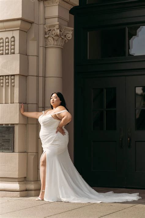 Glittery Plus Size Tulle Fit-and-Flare Bridal Gown with a Removable Overskirt