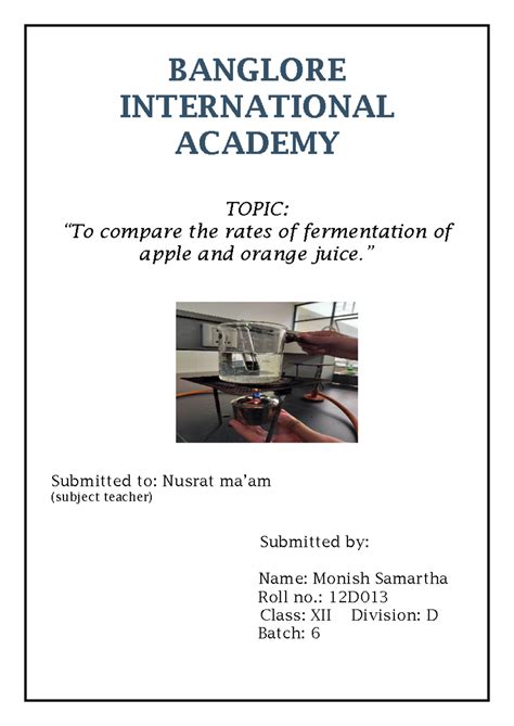 Chem12 - Comparing Fermentation Rates of Apple and Orange Juice Project ...