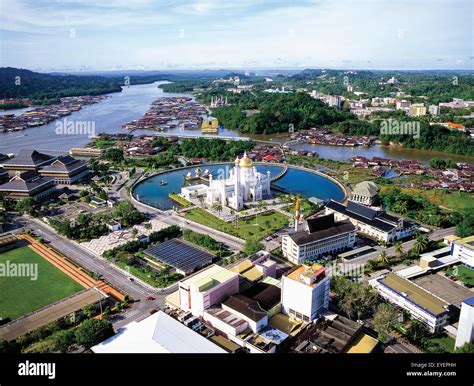 Aerial view of Bandar Seri Begawan, the capital of Brunei; Bandar Seri ...