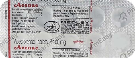 Acenac 100 MG Tablet (10): Uses, Side Effects, Price & Dosage | PharmEasy