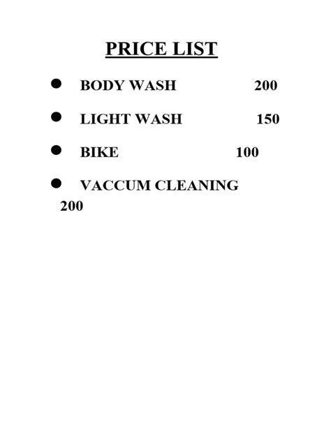 Image result for Price List PDF