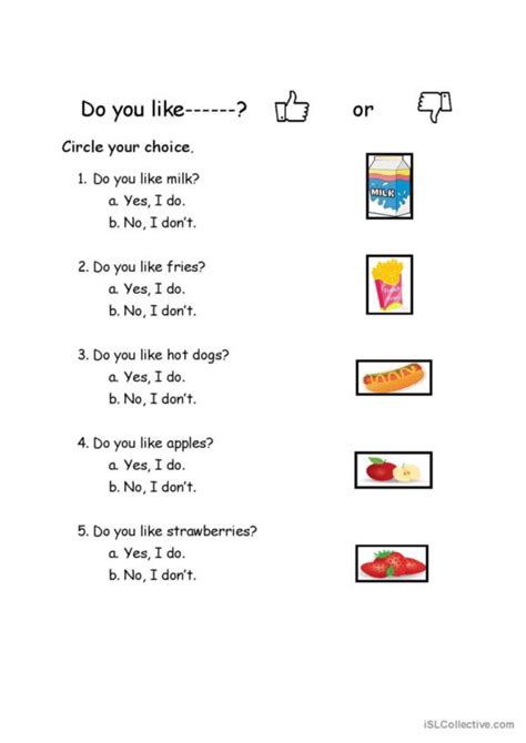 What Do You Like Worksheets 的图像结果
