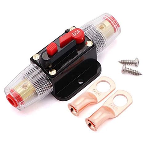 Buy 80A Audio Inline Circuit Breaker 12V, Auto Fuse Holder 80 Amp with ...