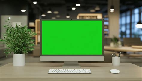 Computer and Desk Front View Green Screen 的图像结果