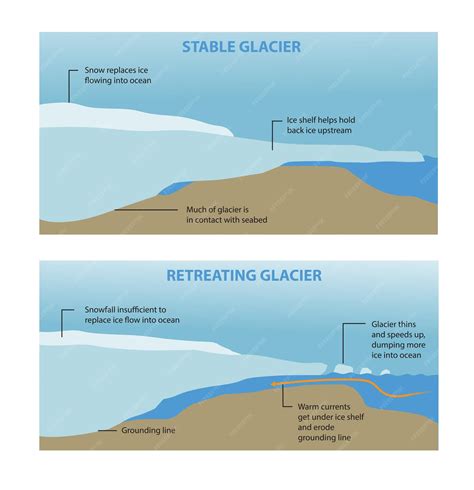 Premium Vector | Illustration of melting ice sheet stable glacier vs ...