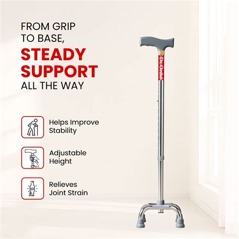 Premium Quadripod Walking Stick – Height‑Adjustable Stability Aid – Dr ...