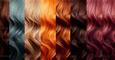 Color spectrum Assortment showcases different hair dyeing shades ...