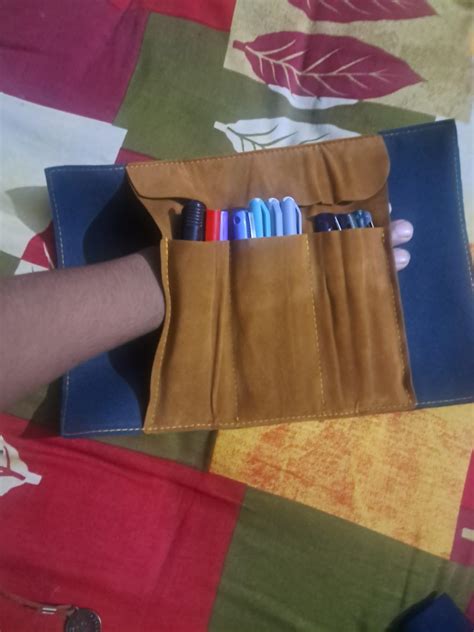 Furret PU Leather Roll Up Pen Bag Vintage Map Pencil Case Smooth Cover ...