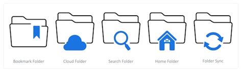 A set of 5 mix icons as bookmark folder cloud folder search folder ...