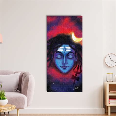 Lord Shiva face Original Design Canvas Printed Wall Painting ...