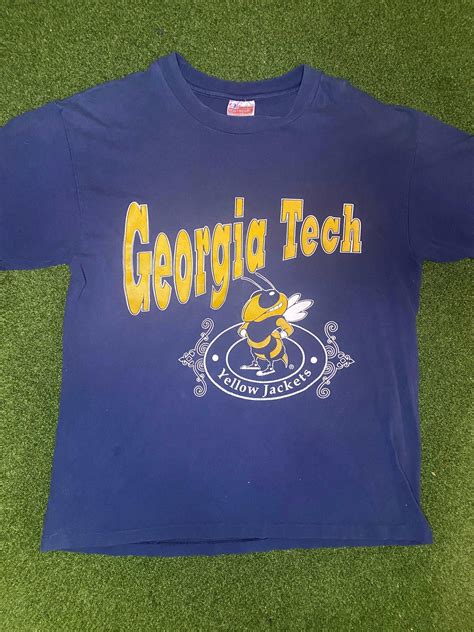 90s Georgia Tech Yellow Jackets - Big Logo - Vintage College Tee Shirt ...