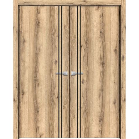 Solid French Double Doors 36 x 80 Planum 0017 Natural Veneer with ...