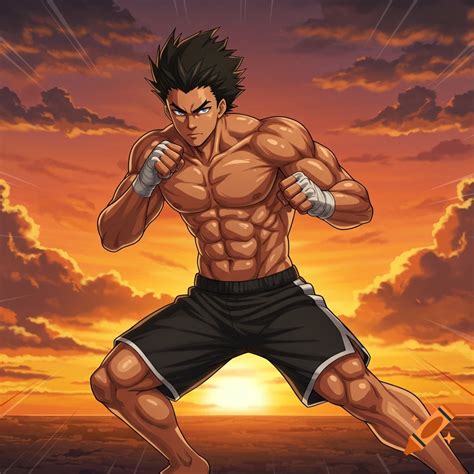 Enormously Big Muscular Tall Young Man in Anime Style created on Craiyon