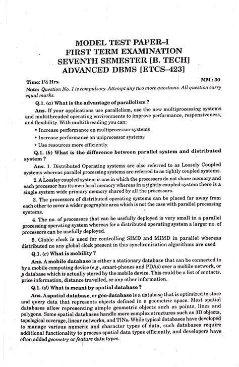 Adbms Mid Term Akash - MODEL TEST PAPER-I FIRST TERM EXAMINATION ...