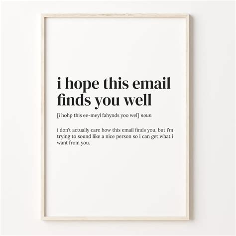 I Hope This Email Finds You Well Definition Print: Office Art - Etsy