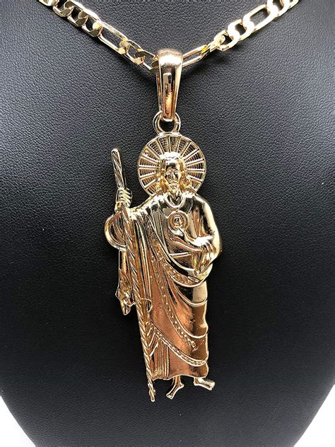 Gold Plated Saint Jude Pendant Necklace Chain San Judas Tadeo Jewelry ...