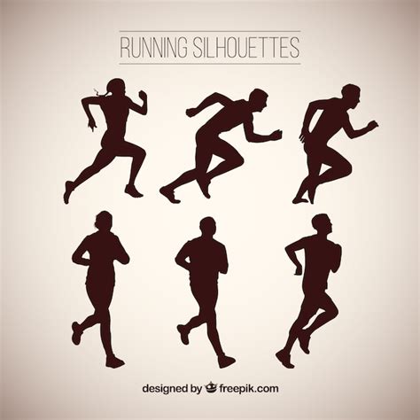Great pack of silhouettes running | Premium Vector