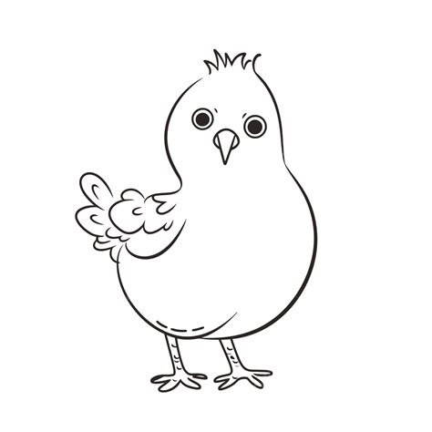 Cartoon Chicken Cartoon Coloring Pages To Print Outline Sketch Drawing Vector, Hen Drawing, Hen ...