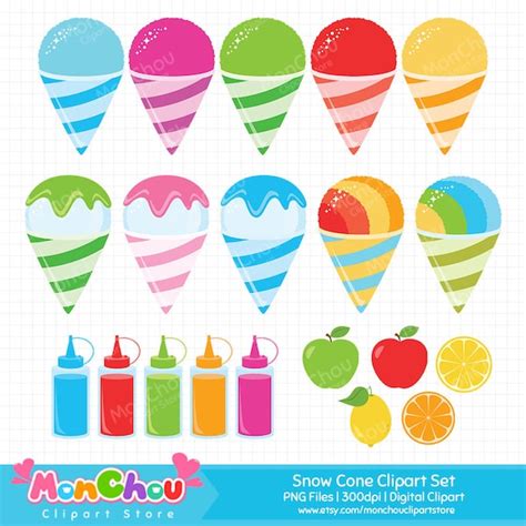 Snow Cone Clipart - Etsy