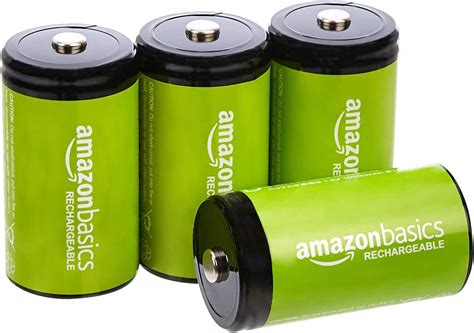 Amazon Basics 4-Pack, Rechargeable D Cell NiMH Batteries, 10000maAh ...