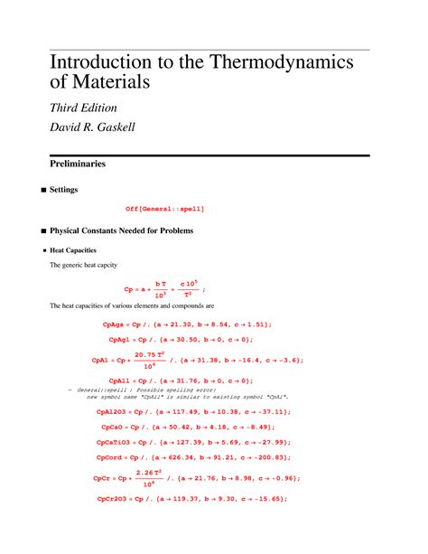 Gaskell solution - Introduction to the Thermodynamics of Materials Third Edition David R ... - introduction to the thermodynamics of materials
