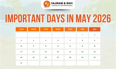 Important Days in May 2026, National and International Days
