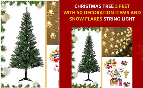 Buy CraftVatika Christmas Tree 5 Feet with 50 Decoration Items and Snow ...