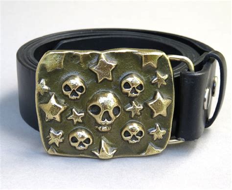 SKULLS & STARS Forged Bronze Belt Buckle | Etsy