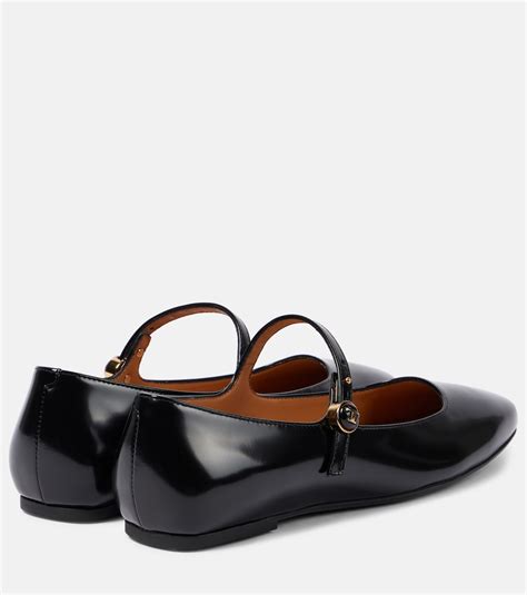 Polished leather Mary Jane flats in black - Tods | Mytheresa