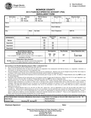Fillable Online www2 monroecounty Flexible Benefits Enrollment Form ...
