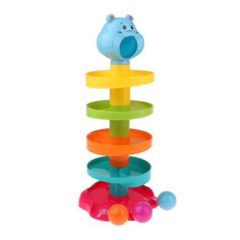 Ball Drop Toy 5 Layer Tower Run with Swirling Ramps 3 Balls Developmen ...