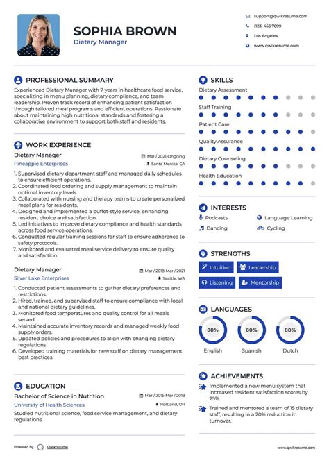 10+ Dietary Manager Resume Samples & Templates for 2025