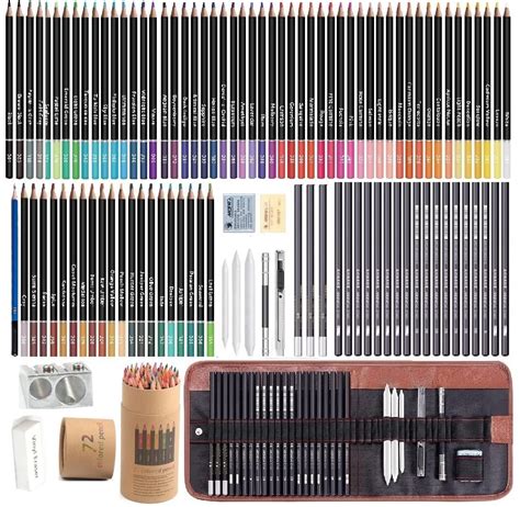 Corslet 104 Pc Sketching Kit Drawing Pencils for Artists Kit 72 Colour ...