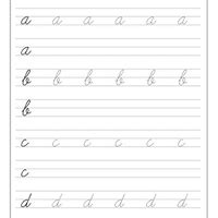 Printable Worksheet: Small Letters (a to d) - Cursive Writing for ...